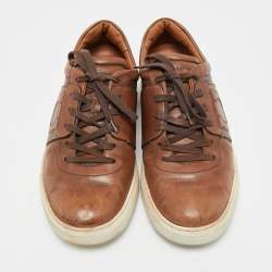 Pre Owned Salvatore Ferragamo Brown Leather Cult 6 Lace Up Sneakers Size 42.5
