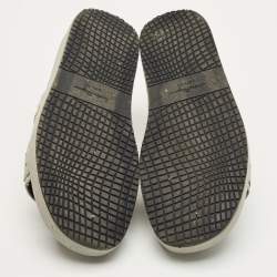 Pre Owned Salvatore Ferragamo Grey Ostrich Lutfi Platform Slide Sandals Size 40.5