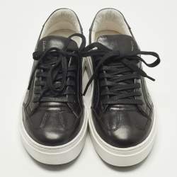 مملوكة مسبقًا Salvatore Ferragamo Gancini Size 40 Black Leather Lace Up Sneakers