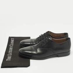 Pre Owned Salvatore Ferragamo Size 43 Black Leather Lace Up Brogues Oxford