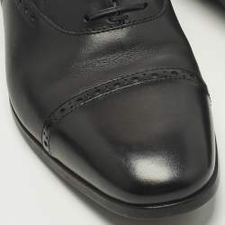 Pre Owned Salvatore Ferragamo Size 43 Black Leather Lace Up Brogues Oxford