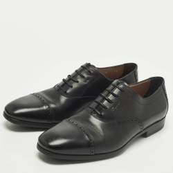 Pre Owned Salvatore Ferragamo Size 43 Black Leather Lace Up Brogues Oxford
