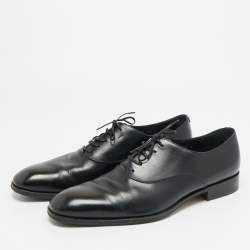 Pre Owned Salvatore Ferragamo Size 44.5 Black Leather Oxfords