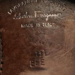 مملوكة مسبقًا حذاء أوكسفورد سالفاتوري فيراغامو رباط علوي جلد أسود مقاس 43