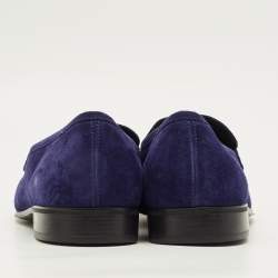 مملوكة مسبقًا Salvatore Ferragamo Gancini Size 43.5 Blue Suede Loafers