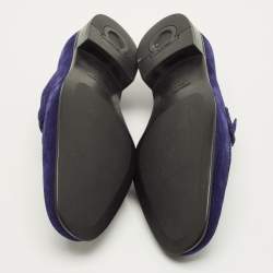 مملوكة مسبقًا Salvatore Ferragamo Gancini Size 43.5 Blue Suede Loafers