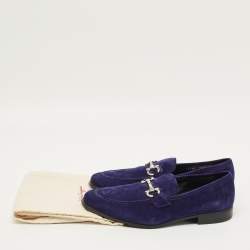 مملوكة مسبقًا Salvatore Ferragamo Gancini Size 43.5 Blue Suede Loafers