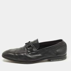 Pre Owned Salvatore Ferragamo Gancini Size 40.5 Black Leather Loafers