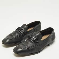 Pre Owned Salvatore Ferragamo Gancini Size 40.5 Black Leather Loafers