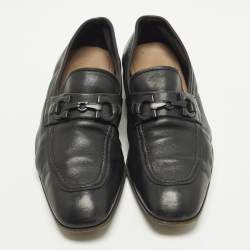 Pre Owned Salvatore Ferragamo Gancini Size 40.5 Black Leather Loafers