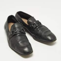 Pre Owned Salvatore Ferragamo Gancini Size 40.5 Black Leather Loafers