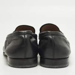 Pre Owned Salvatore Ferragamo Gancini Size 40.5 Black Leather Loafers