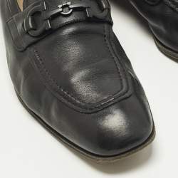 Pre Owned Salvatore Ferragamo Gancini Size 40.5 Black Leather Loafers