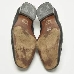 Pre Owned Salvatore Ferragamo Gancini Size 40.5 Black Leather Loafers