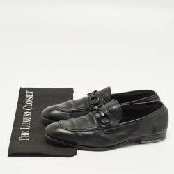 Pre Owned Salvatore Ferragamo Gancini Size 40.5 Black Leather Loafers