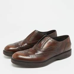 Pre Owned Salvatore Ferragamo Size 44.5 Brown Brogue Leather Oxford