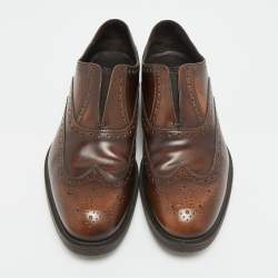Pre Owned Salvatore Ferragamo Size 44.5 Brown Brogue Leather Oxford