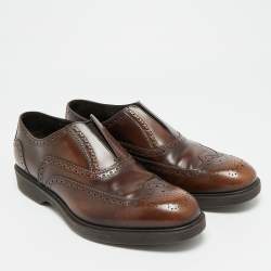 Pre Owned Salvatore Ferragamo Size 44.5 Brown Brogue Leather Oxford