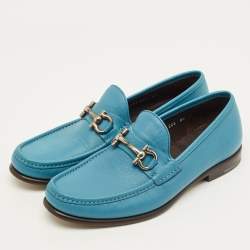 مملوكة مسبقًا Salvatore Ferragamo Gancini Bit Size 42.5 Blue Leather Loafers