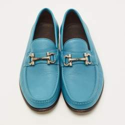 مملوكة مسبقًا Salvatore Ferragamo Gancini Bit Size 42.5 Blue Leather Loafers