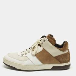 مملوكة مسبقًا Salvatore Ferragamo Monroe Size 45 Multicolor Leather and Suede Lace Up Sneakers