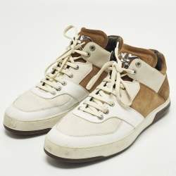 مملوكة مسبقًا Salvatore Ferragamo Monroe Size 45 Multicolor Leather and Suede Lace Up Sneakers