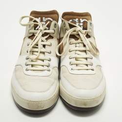 مملوكة مسبقًا Salvatore Ferragamo Monroe Size 45 Multicolor Leather and Suede Lace Up Sneakers