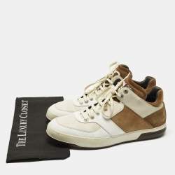 مملوكة مسبقًا Salvatore Ferragamo Monroe Size 45 Multicolor Leather and Suede Lace Up Sneakers