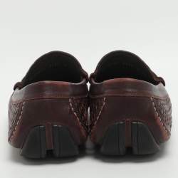 Pre Owned Salvatore Ferragamo Size 42 Burgundy Woven Leather Loafers