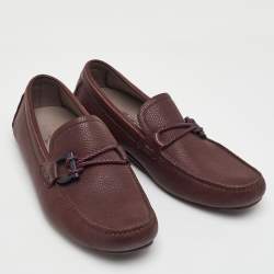 Pre Owned حذاء لوفرز سليب أون سالفاتوري فيراغامو جلد خمري مقاس 40.5