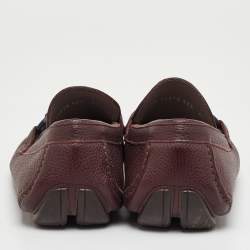 Pre Owned حذاء لوفرز سليب أون سالفاتوري فيراغامو جلد خمري مقاس 40.5