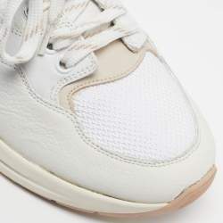 Pre Owned Salvatore Ferragamo Cosma Size 41.5 White Leather and Mesh Lace Up Sneakers