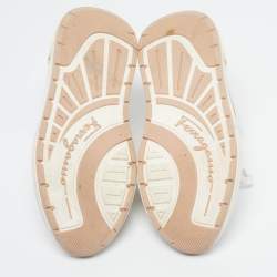 Pre Owned Salvatore Ferragamo Cosma Size 41.5 White Leather and Mesh Lace Up Sneakers