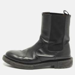 Pre Owned بوت كاحل سالفاتوري فيراغامو مطاط وجلد أسود مقاس 42