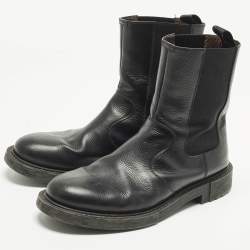 Pre Owned Salvatore Ferragamo Size 45 Black Leather Chelsea Boots
