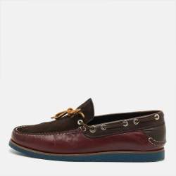 Pre Owned Salvatore Ferragamo Camp Size 41.5 Brown Leather And Suede Loafers