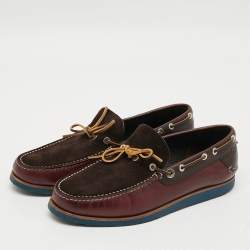 Pre Owned Salvatore Ferragamo Camp Size 41.5 Brown Leather And Suede Loafers