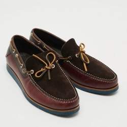 Pre Owned Salvatore Ferragamo Camp Size 41.5 Brown Leather And Suede Loafers