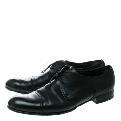 Pre Owned حذاء أكسفورد سالفاتوري فيراغامو أربطة توسكو جلد أسود مقاس 44.5