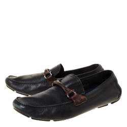 Pre Owned  حذاء لوفرز سالفاتوري فيراغامو سهل الارتداء جلد أسود مقاس 43