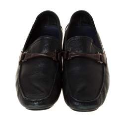 Pre Owned  حذاء لوفرز سالفاتوري فيراغامو سهل الارتداء جلد أسود مقاس 43