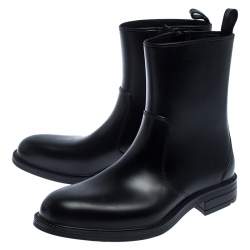 Pre Owned Salvatore Ferragamo Black Leather Zip Ankle Boots Size 41