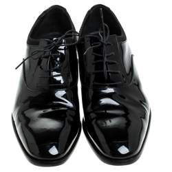 Salvatore Ferragamo Black Patent Leather Aiden Oxfords Size 43