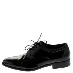 Salvatore Ferragamo Black Patent Leather Aiden Oxfords Size 43