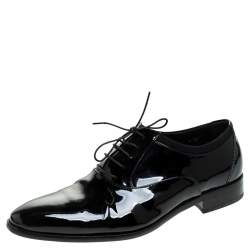 Salvatore Ferragamo Black Patent Leather Aiden Oxfords Size 43
