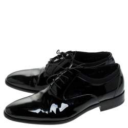 Salvatore Ferragamo Black Patent Leather Aiden Oxfords Size 43