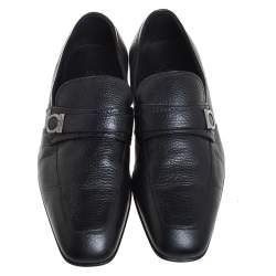 Pre Owned حذاء لوفرز سالفاتوري فيراغامو غانسيني جلد أسود مقاس 43.5