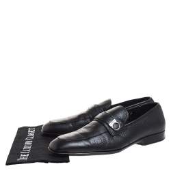 Pre Owned حذاء لوفرز سالفاتوري فيراغامو غانسيني جلد أسود مقاس 43.5