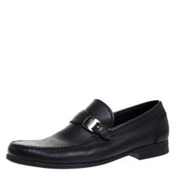 Pre Owned حذاء لوفرز سالفاتوري فيراغامو برافو جلد أسود مقاس 43