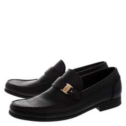 Pre Owned حذاء لوفرز سالفاتوري فيراغامو برافو جلد أسود مقاس 43